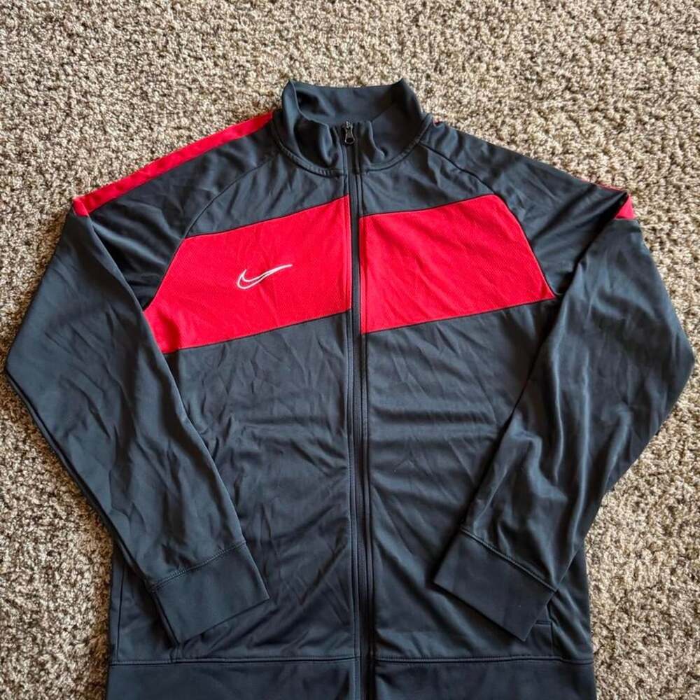 Nike Dri-Fit Track Jacket Size L Black Red Full Zip